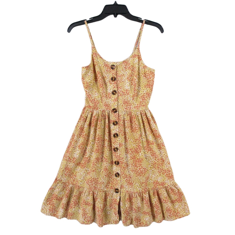 Japna Yellow Orange Speckled Flowy‎ Lightweight Sundress Dress Women's Size M